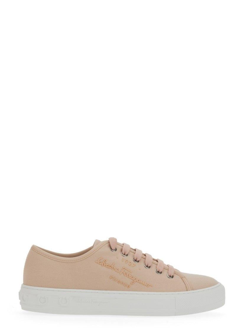 Low-Top Beige Sneakers With Subtle Logo