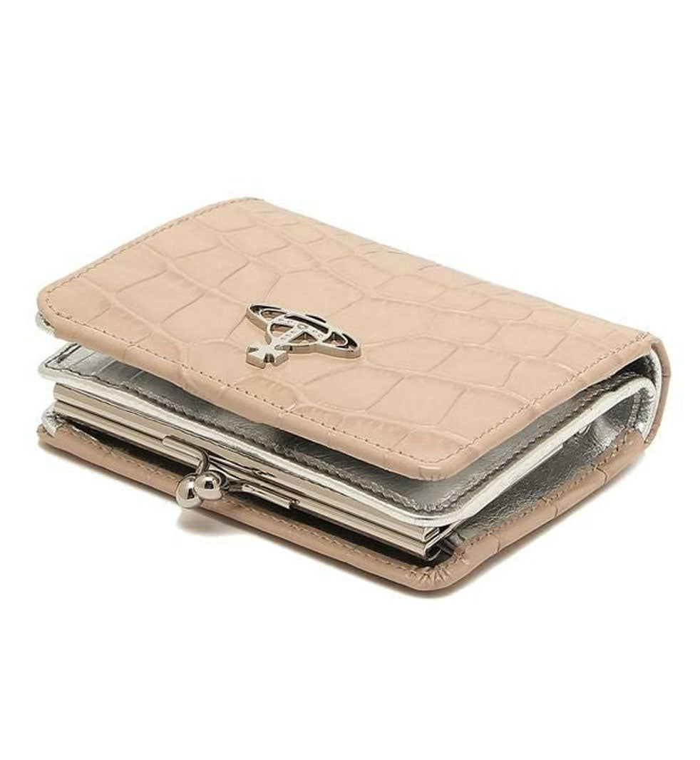 Crocodile-Embossed Calf Leather Wallet With Metallic Closure