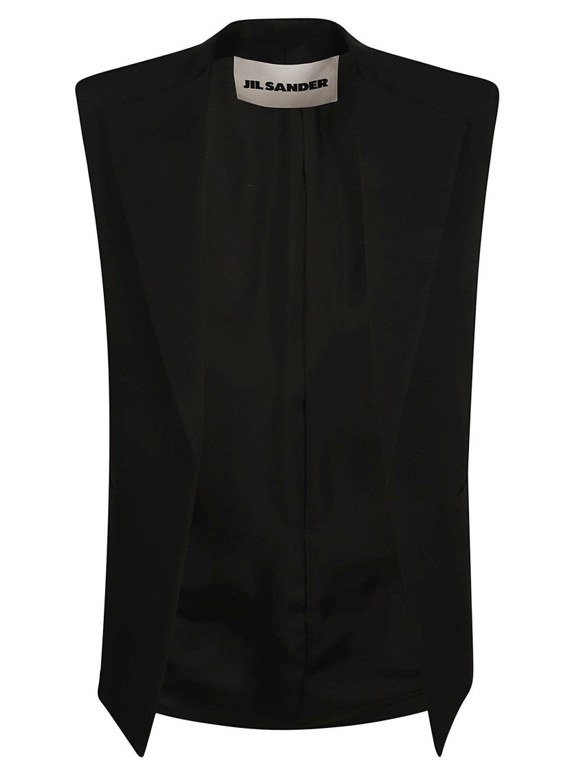 Tailored Sleeveless Jacket With High Neckline