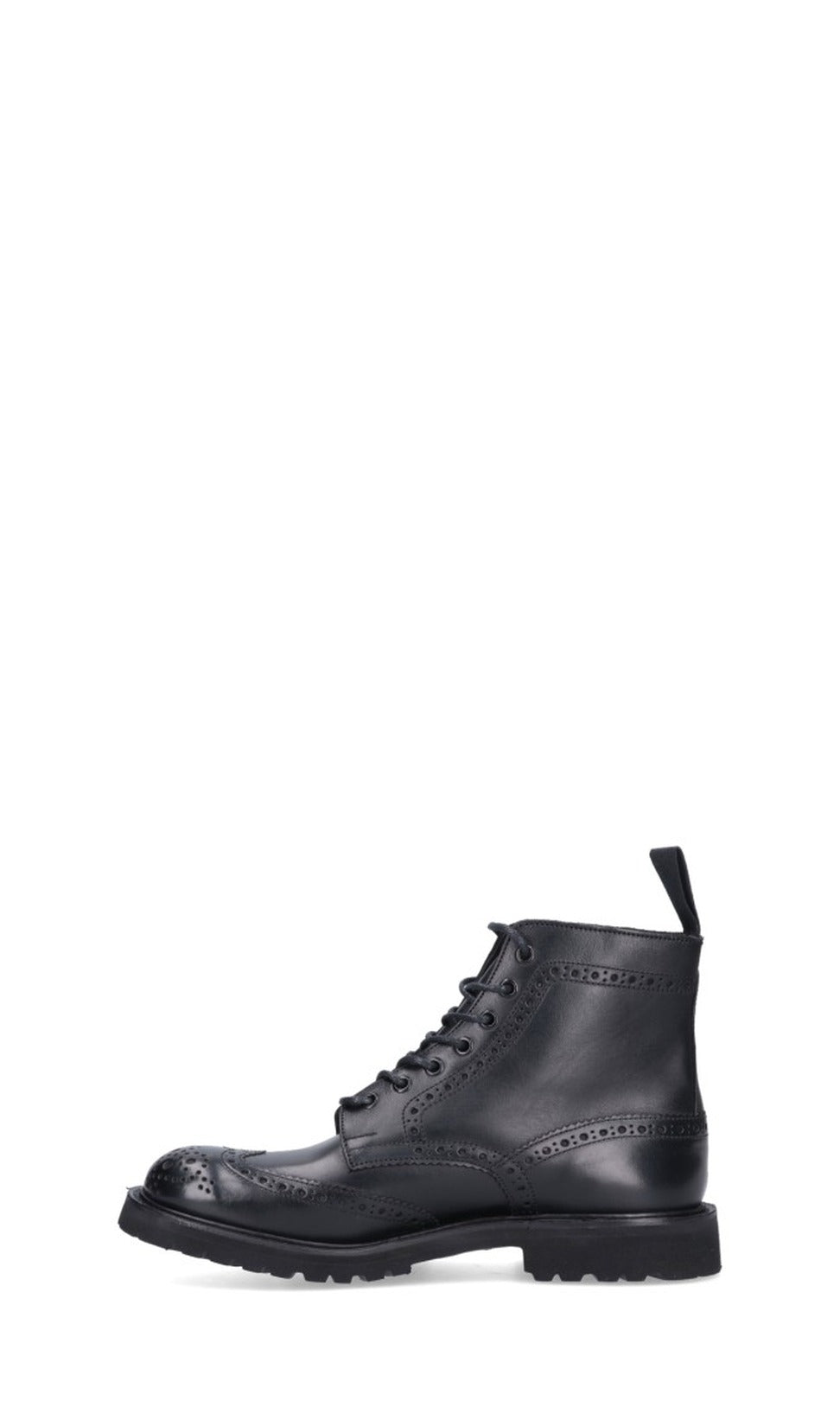 Classic Brogue Lace-Up Black Leather Boots