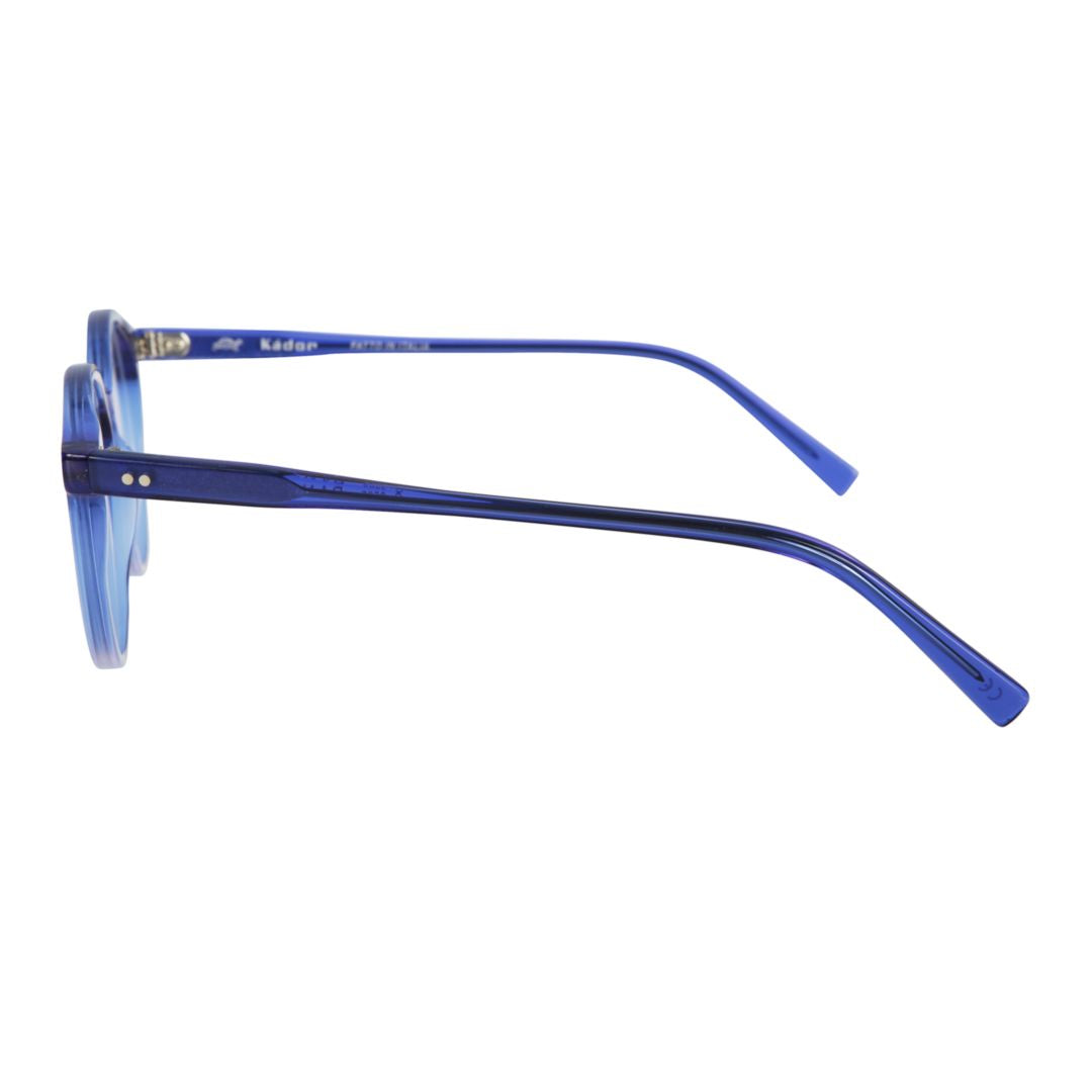 Panto/N Translucent Blue Round Frame Eyeglasses with Metallic Accents