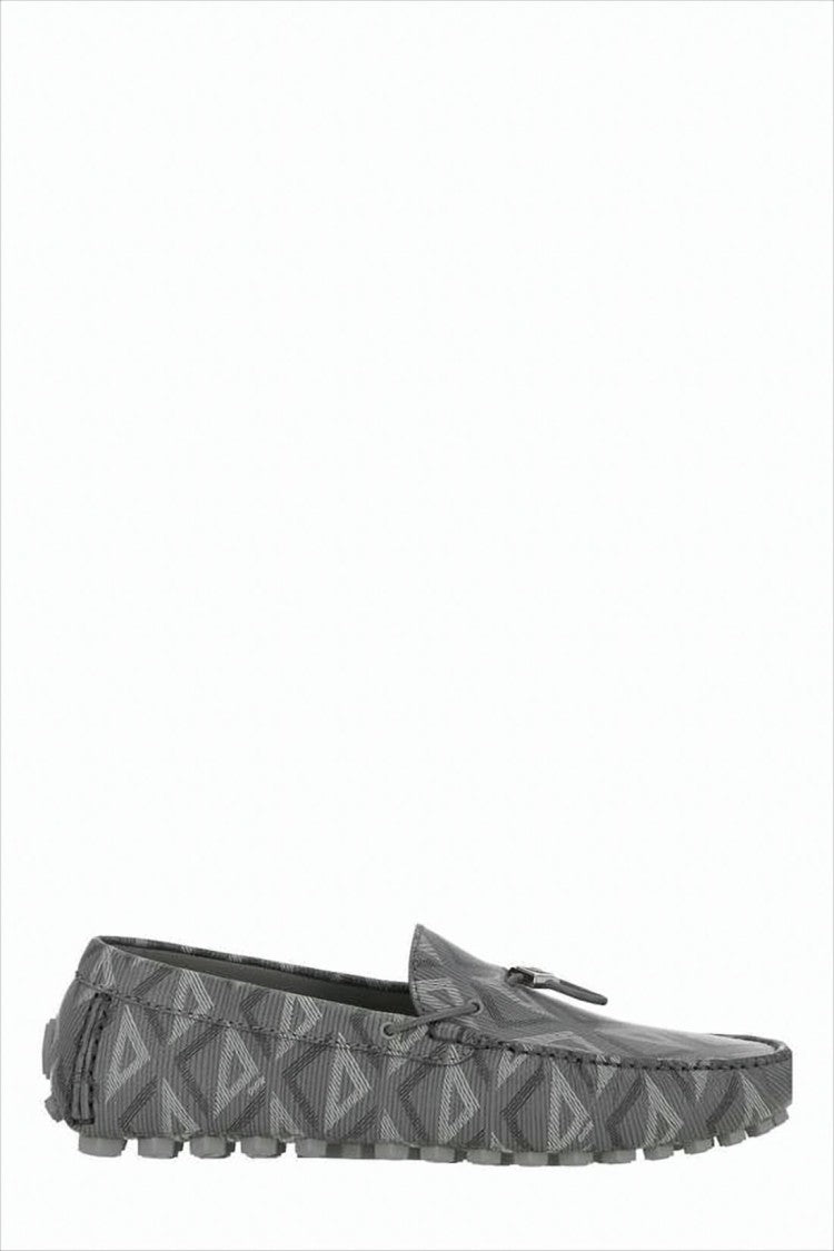 Textured Grey Loafers with Geometric Pattern by Christian Dior