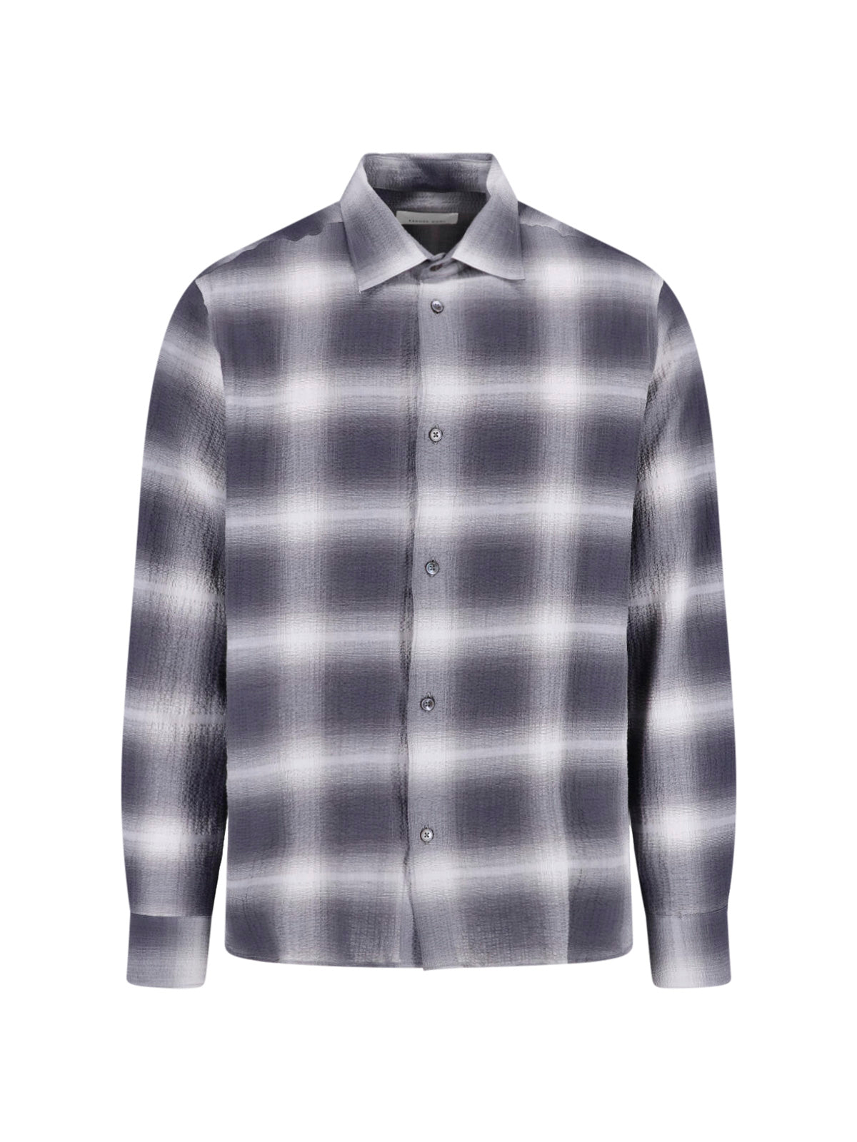 Grey Plaid Classic Collar Cotton Shirt