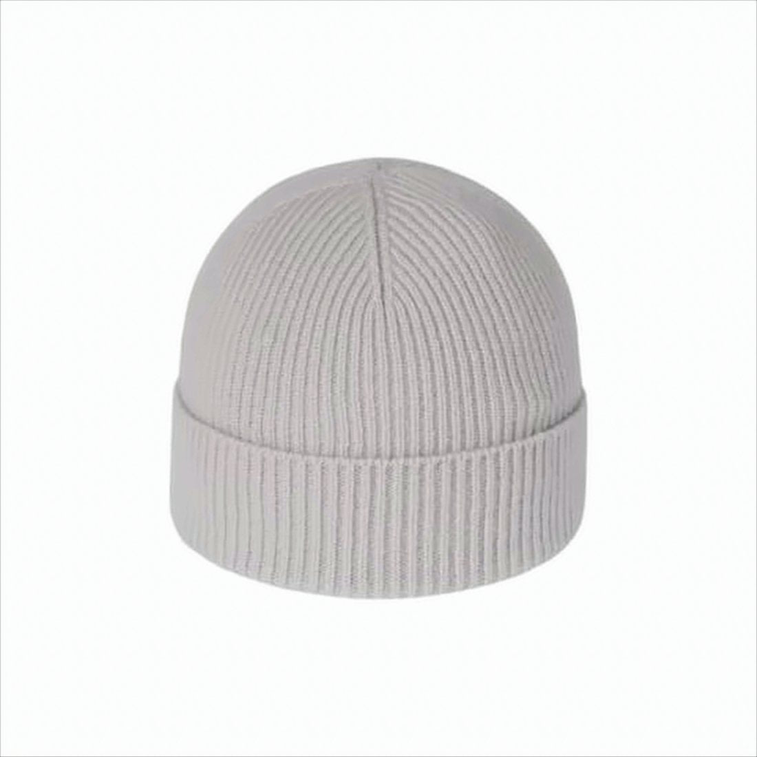 Ribbed Knit Cashmere Beanie with Logo Detail
