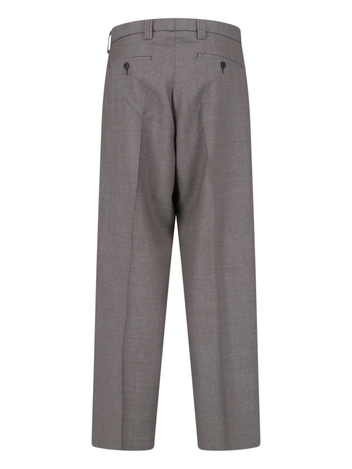 Taupe Mid-Rise Tailored Wool Trousers