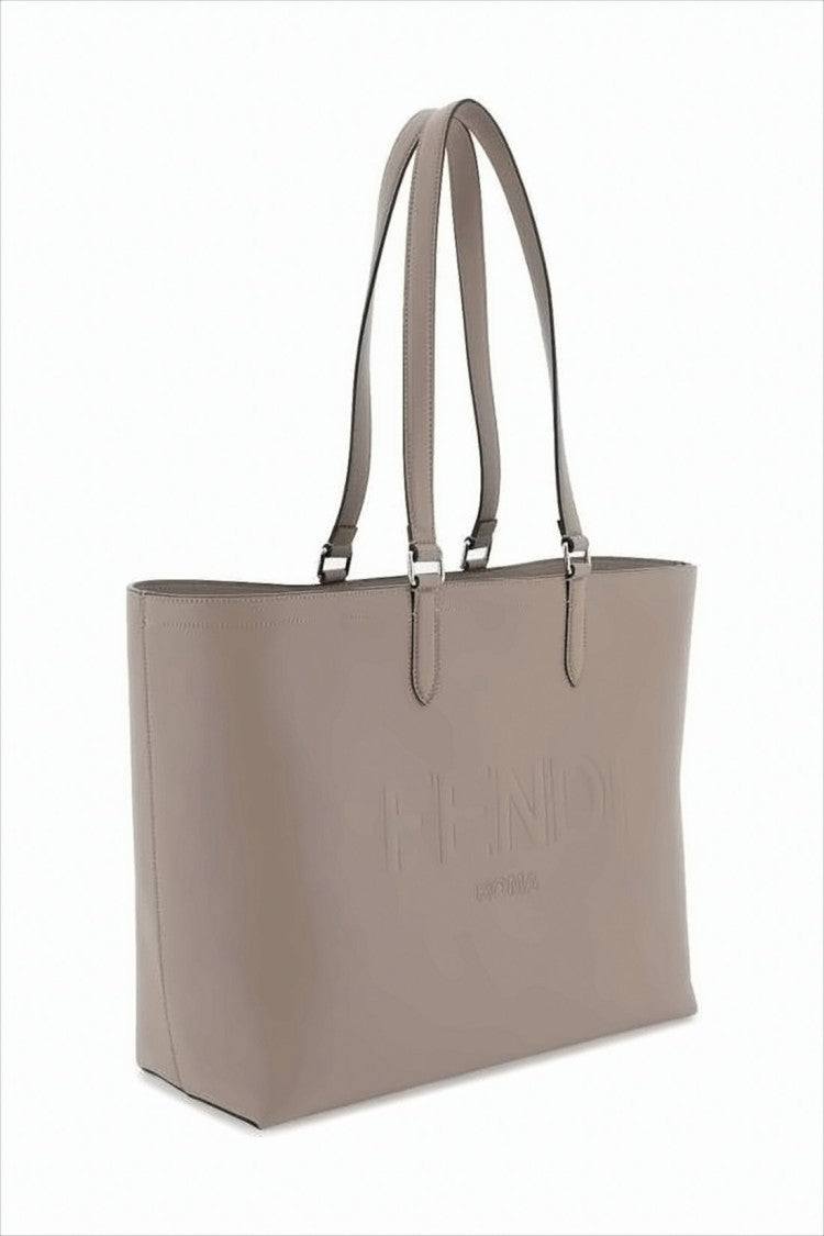 Rectangular Calf Leather Shoulder Bag with Embossed Branding