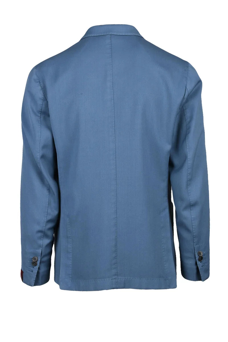 Double-Breasted Wool Blazer - Blue