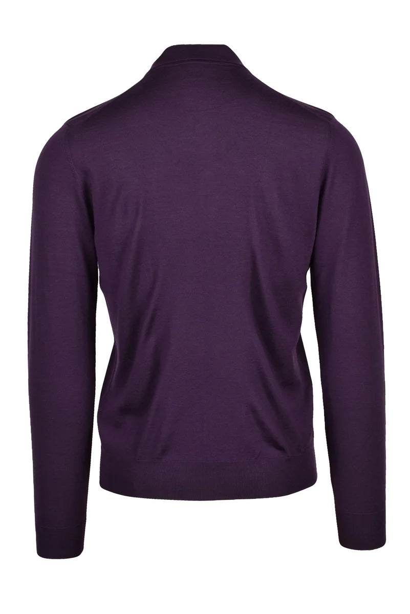 Merino Wool Knit Polo - Purple