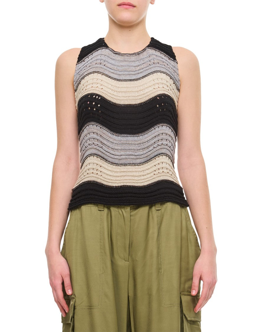 Linen And Cotton Horizontal Peacock Crop Top