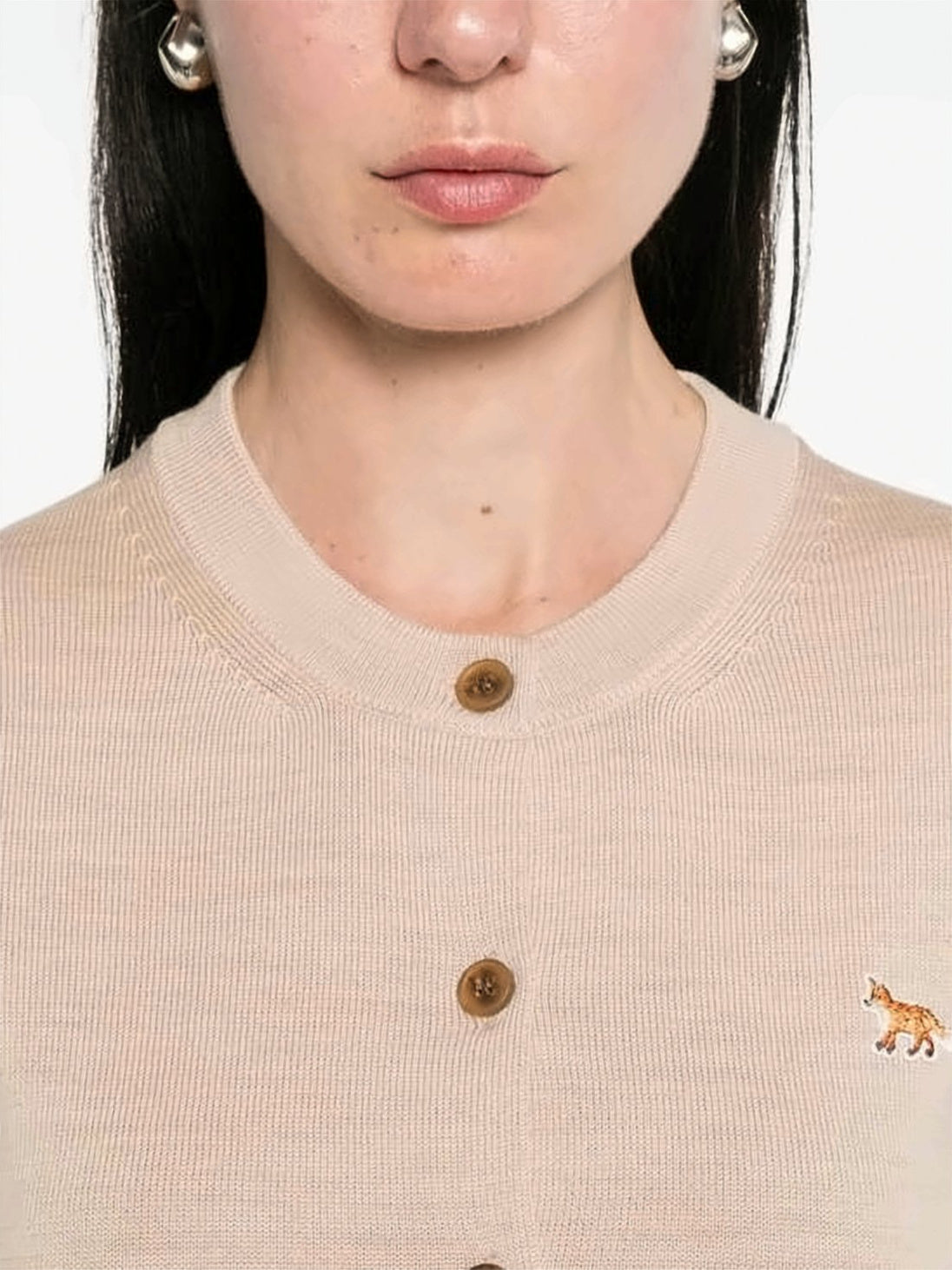 Navy Baby Fox Merino Wool Cardigan