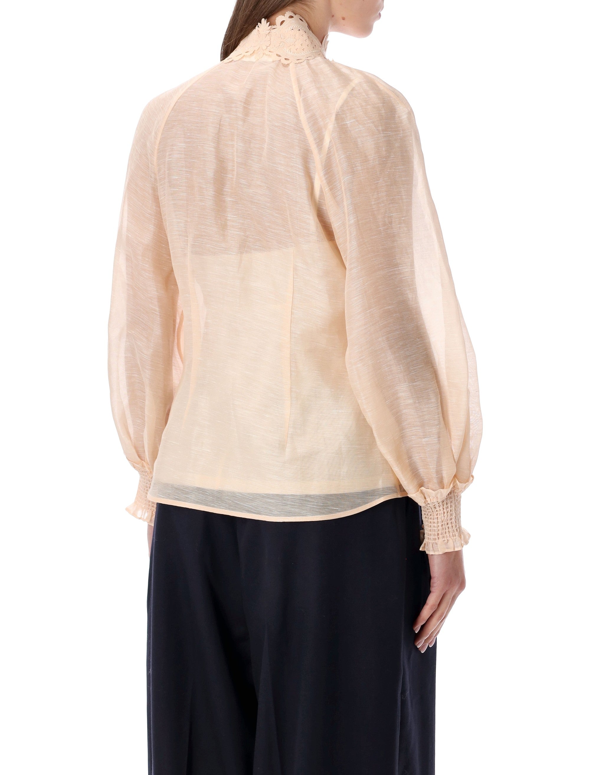 Rebellion Peach Silk-Linen Blouse