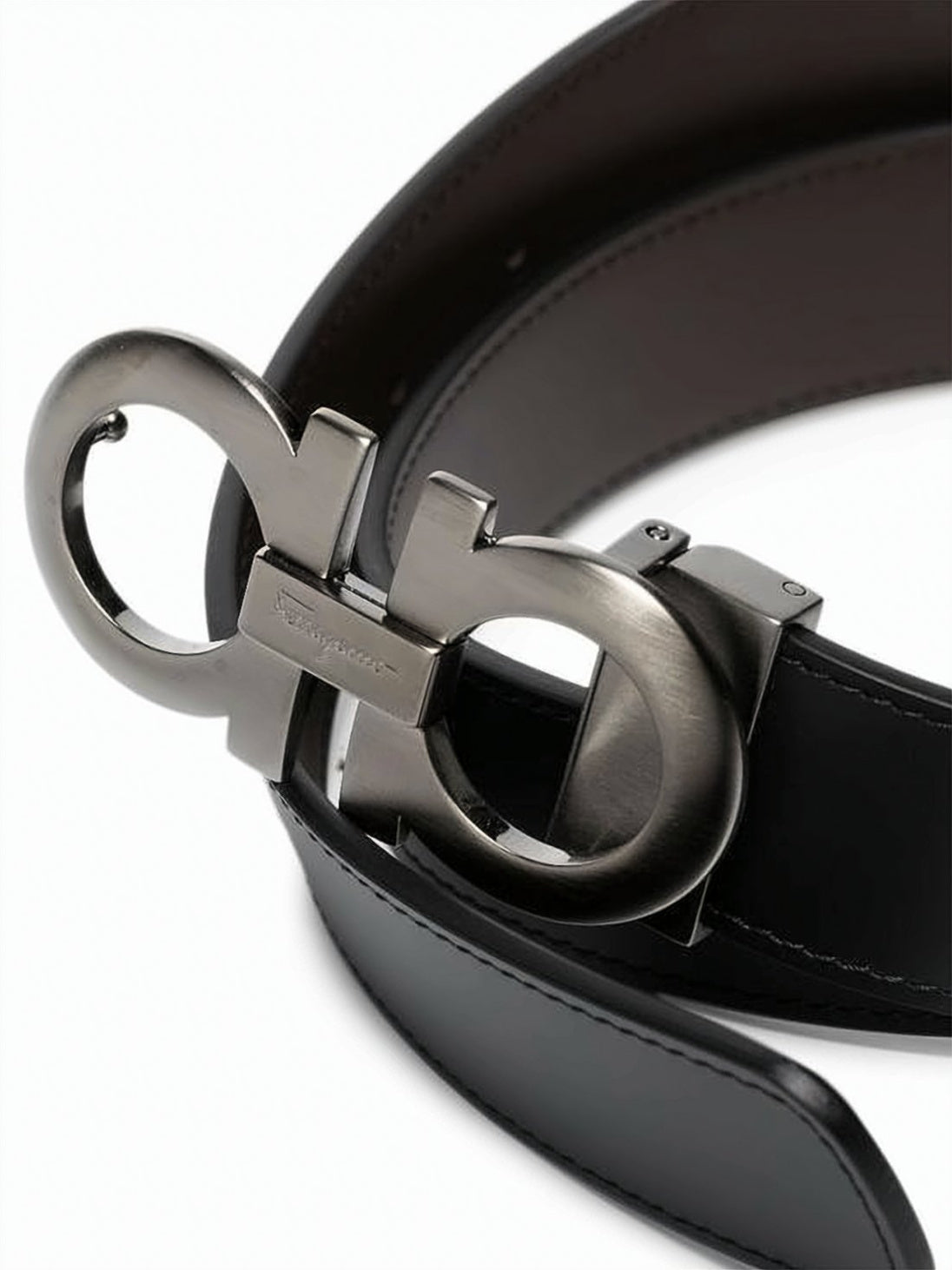 Gancini Leather Belt with Iconic Metal Buckle