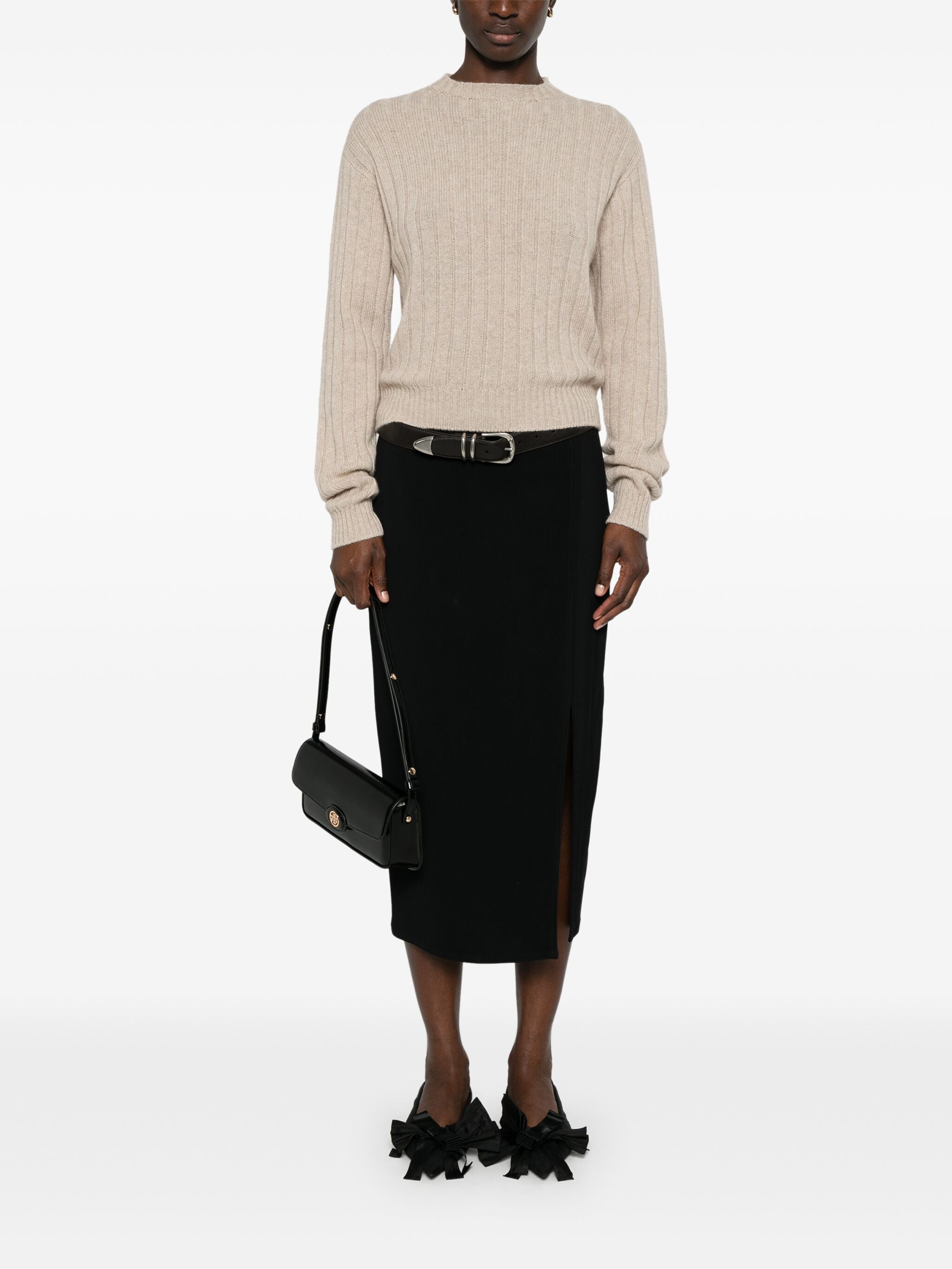 Regenerated Cashmere Cropped Ribbed Sweater