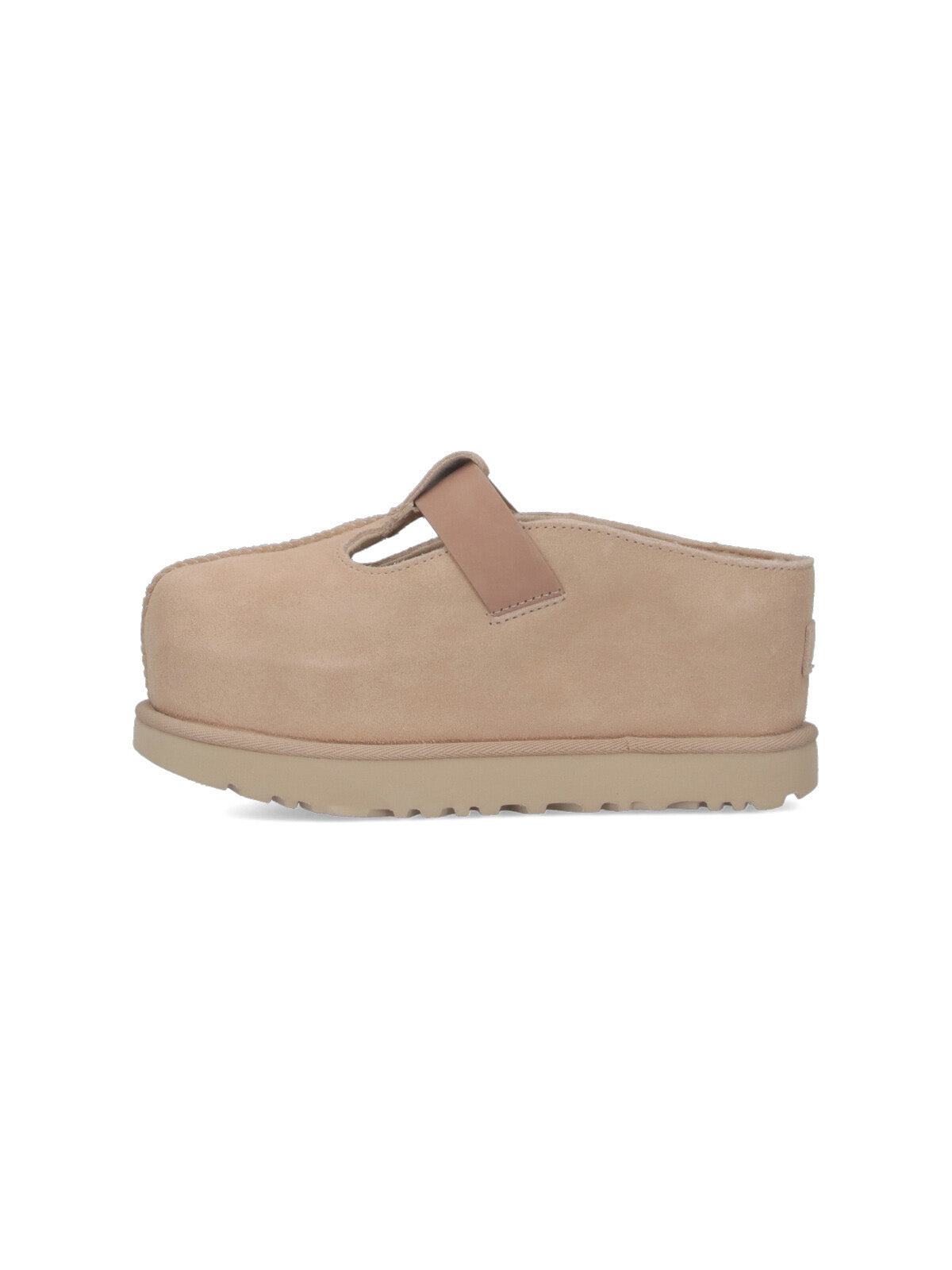 Smooth Beige Flats With Rounded Toe Design