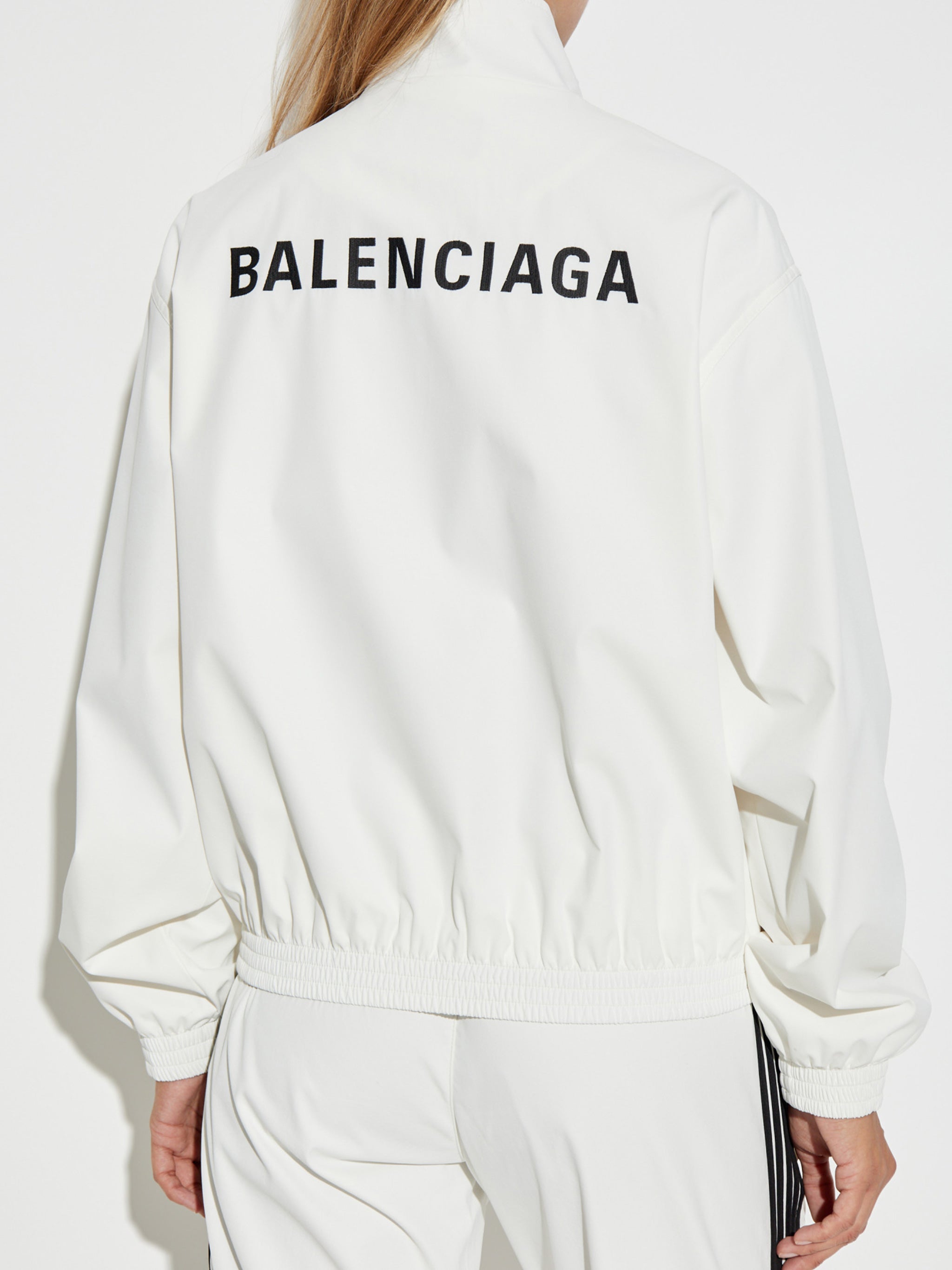 White Tracksuit High Collar Polyester Jacket