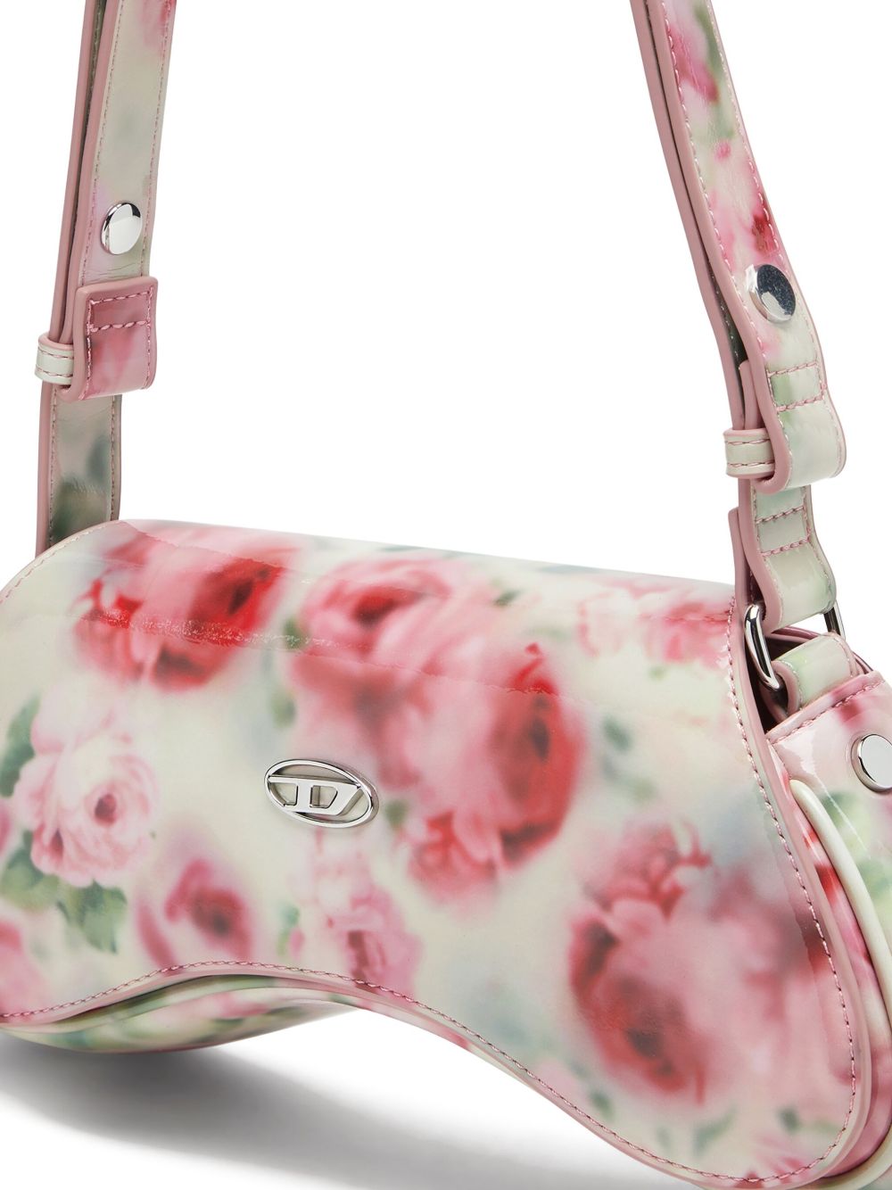 Floral Print Curved Silhouette Handbag