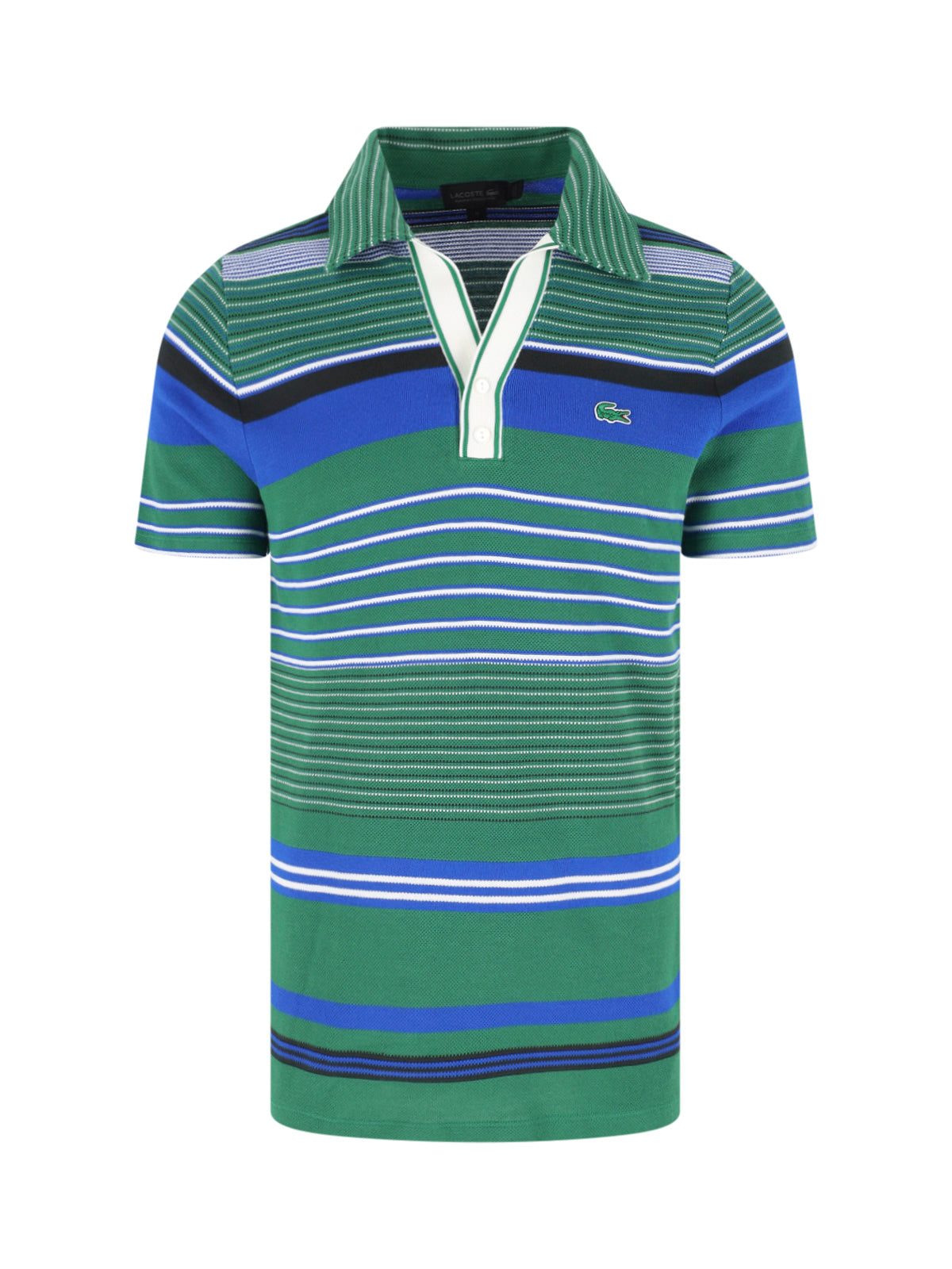 Green Piqué Cotton Bold Stripe Polo