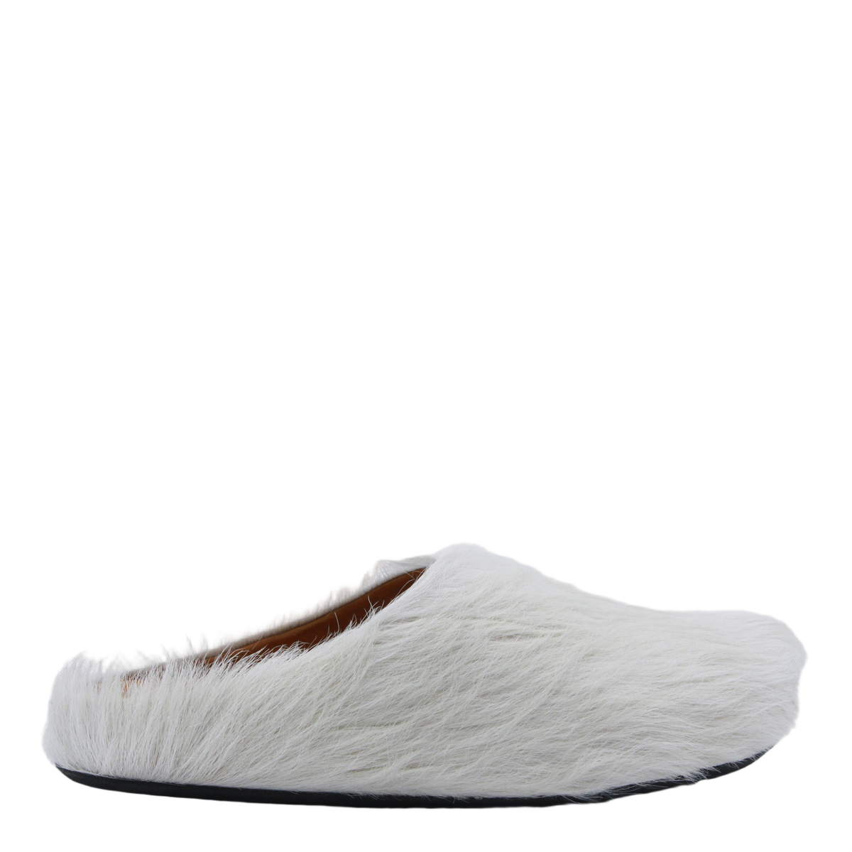 White Faux Fur Slip-On Sandals