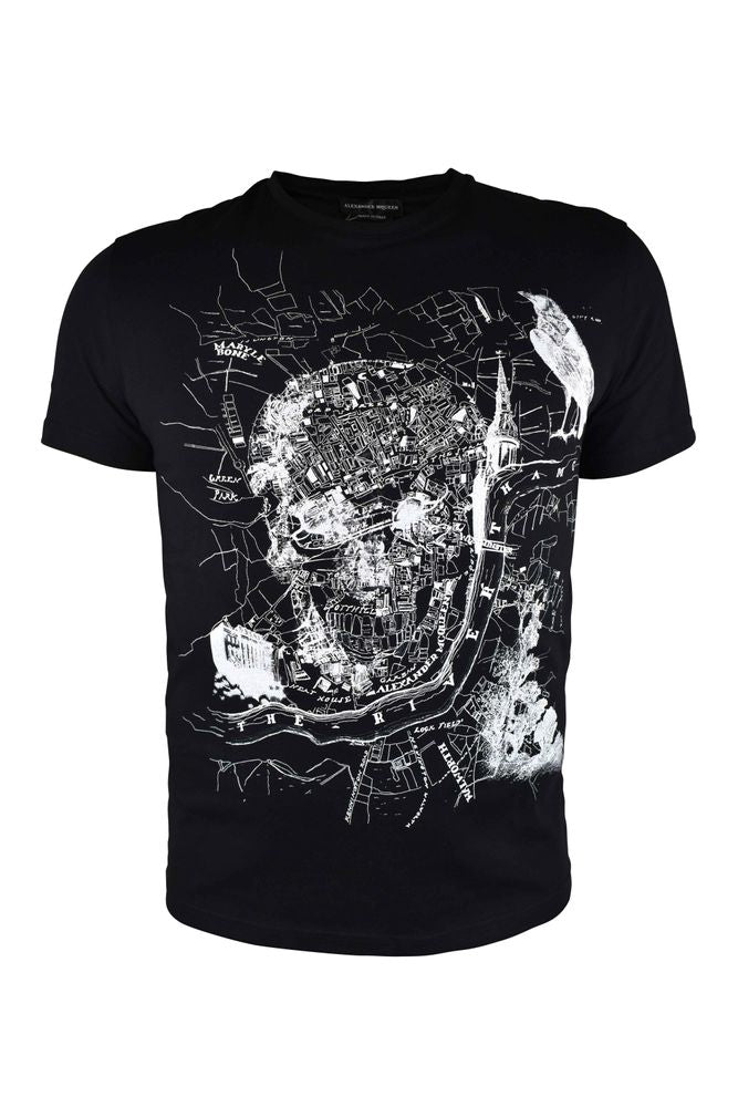 Black Cotton T-Shirt with Graphic Print