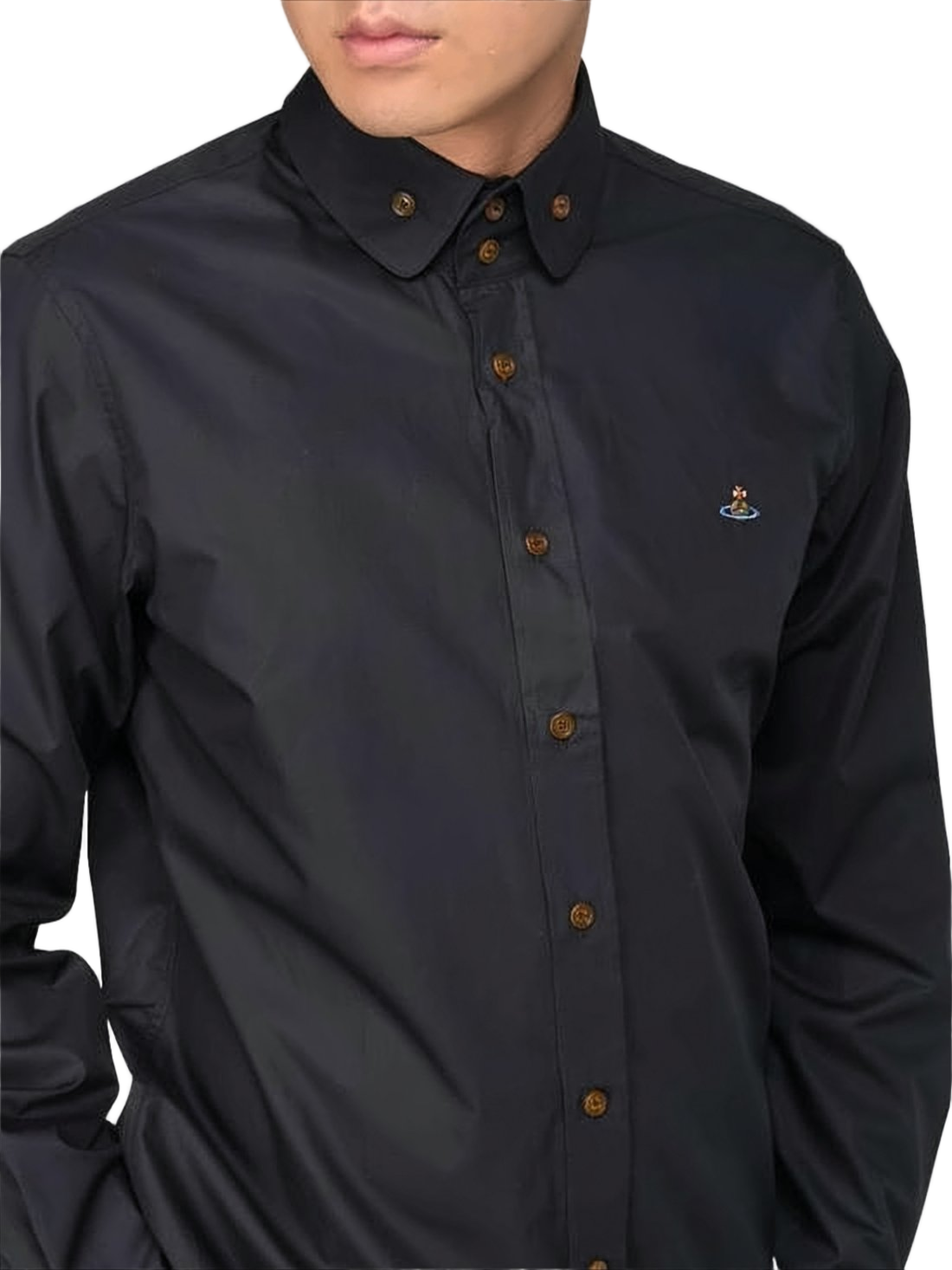 Tailored Long-Sleeve Shirt with Structured Collar