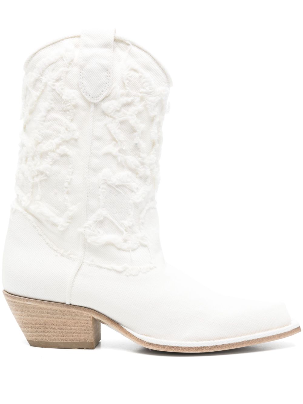 Intricately Textured White Boots