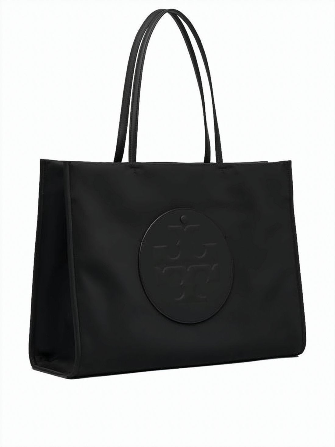 Rectangular Black Tote Bag with Embossed Logo
