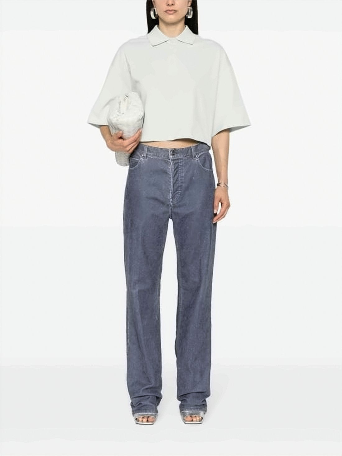 Cropped Polo Shirt with Classic Collar