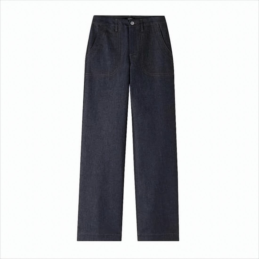 High-Waisted Straight-Leg Denim Pants with Five-Pocket Design