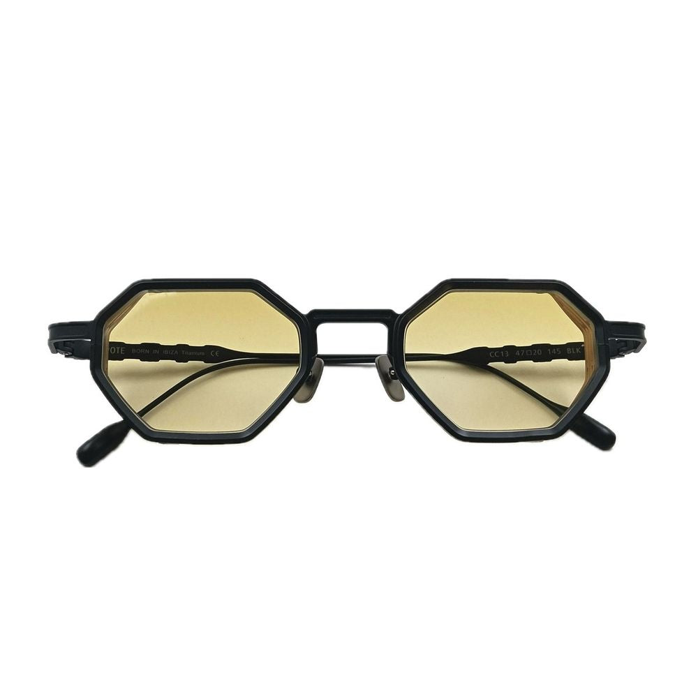 Cc13 Blk Black Yellow Geometric Black Titanium Sunglasses