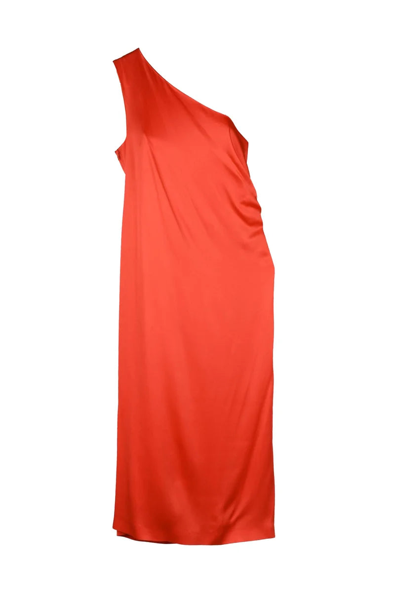 Cerchio One-Shoulder Long Dress - Red