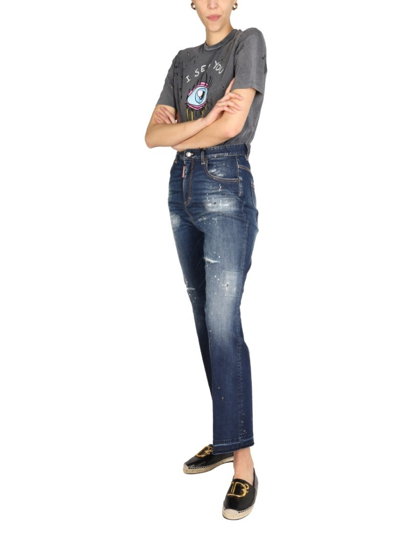 High-Waisted Wide-Leg Denim Jeans