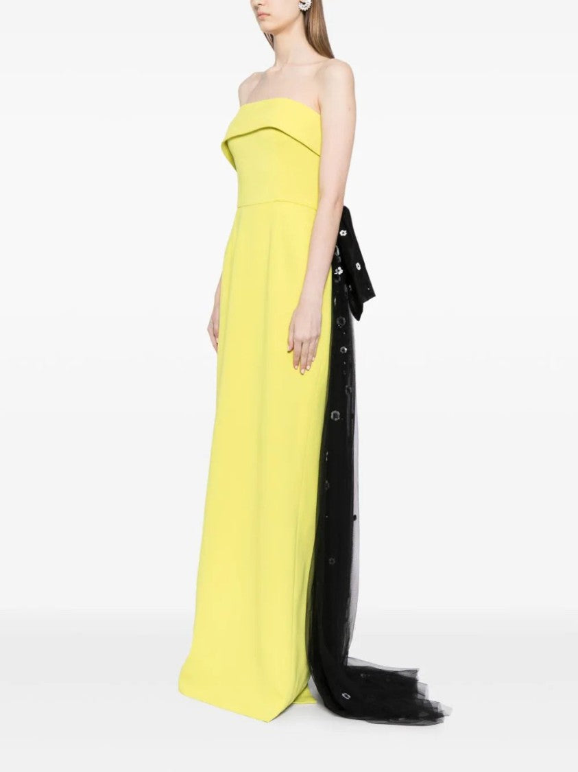 Crepe Off-Shoulder Dress With A Tulle Bow