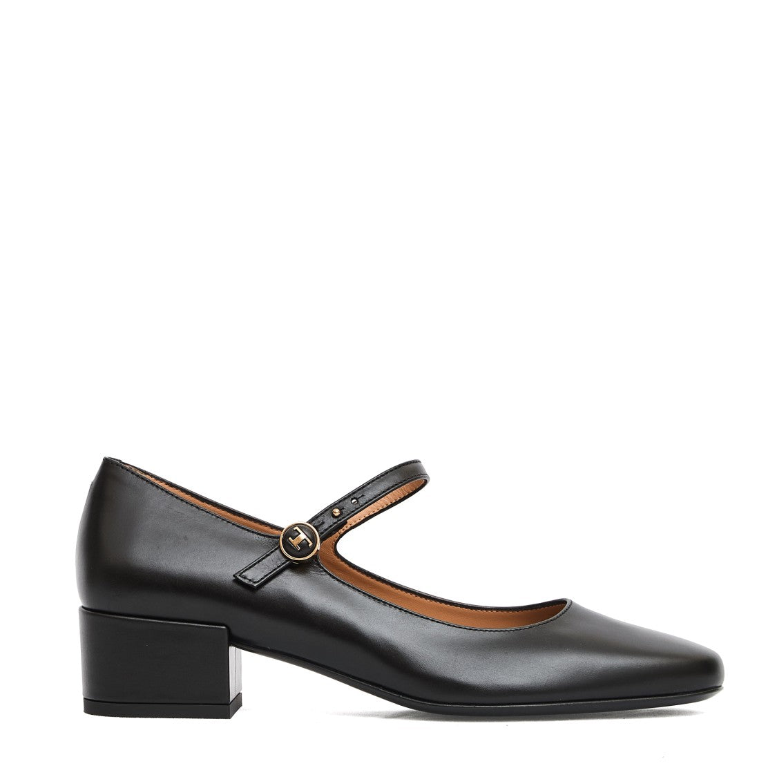 Black Leather Ballerinas With Straps