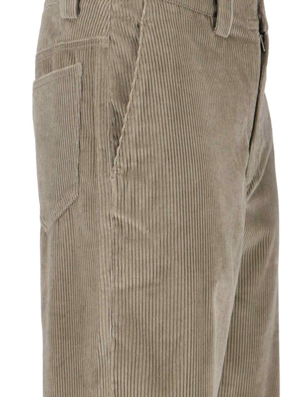 Wide-Leg Trousers With High Waist And Textured Corduroy