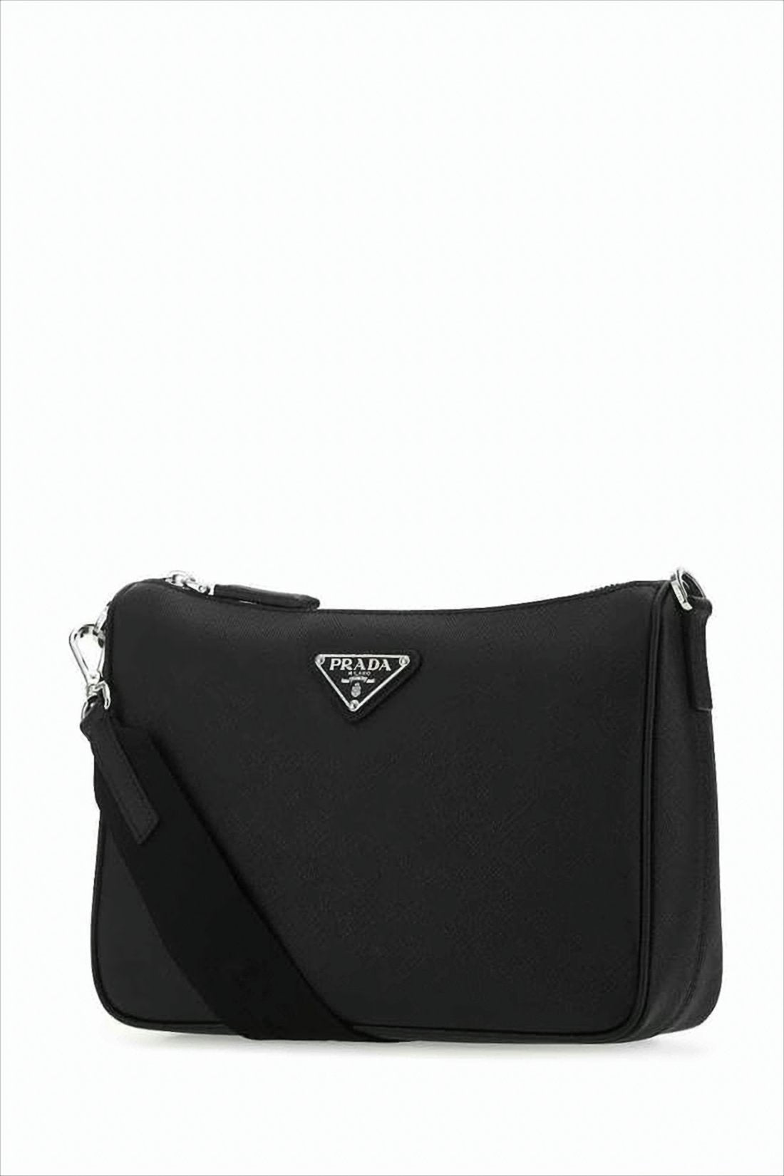Rectangular Black Shoulder Bag with Smooth Leather
