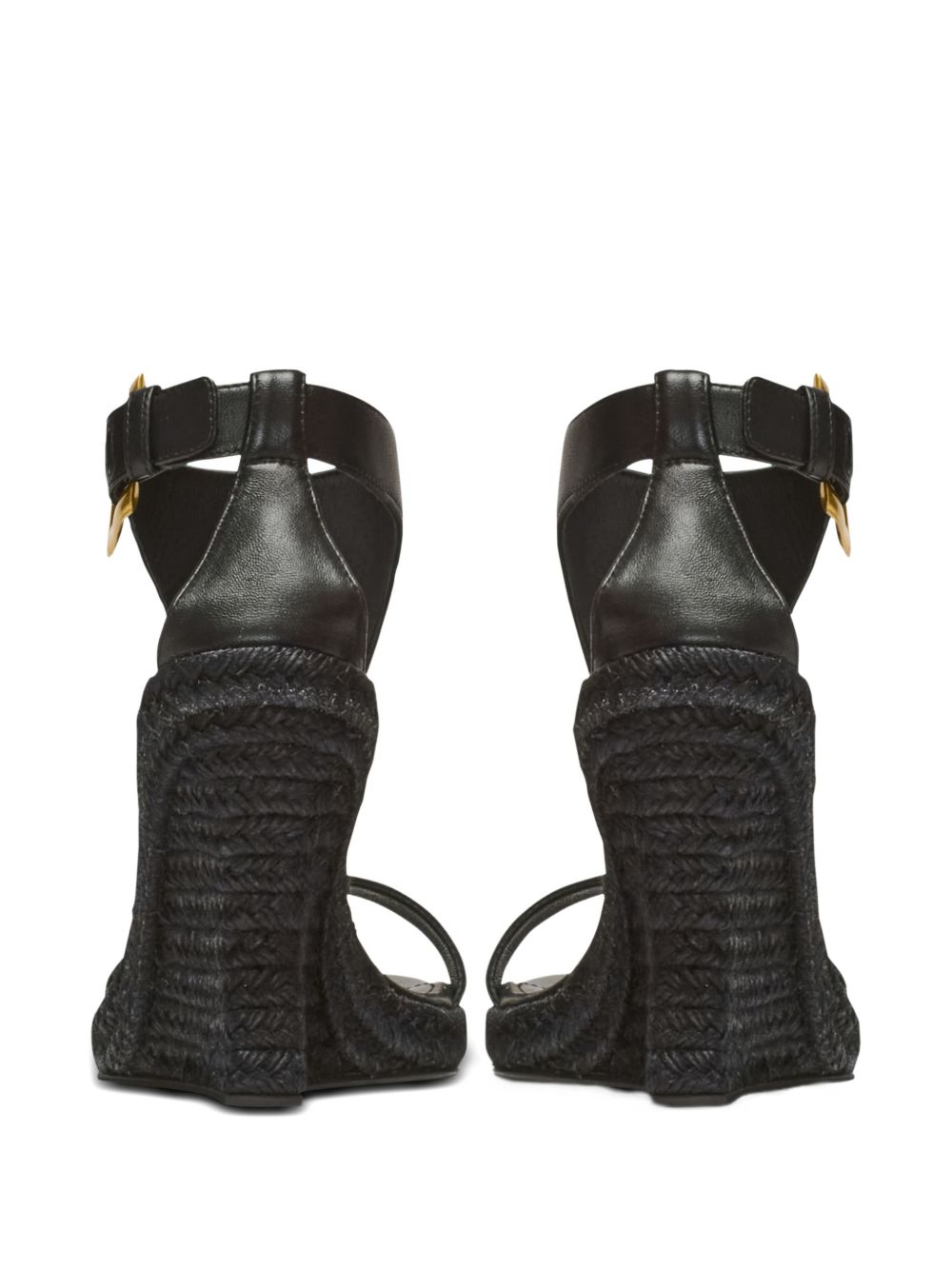 Textured Black Wedge Sandals