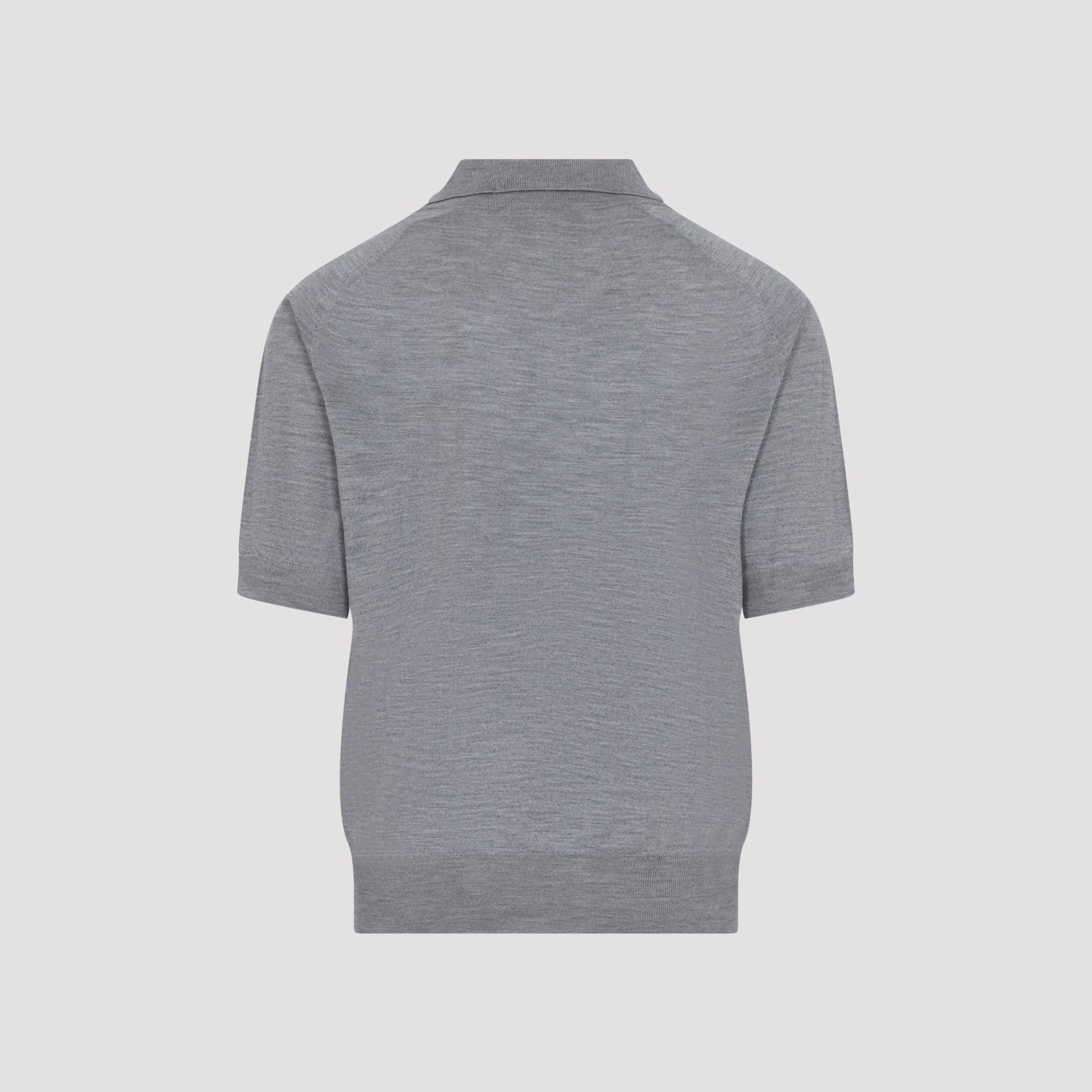 Heathered Grey Short-Sleeve Polo Shirt With Classic Collar