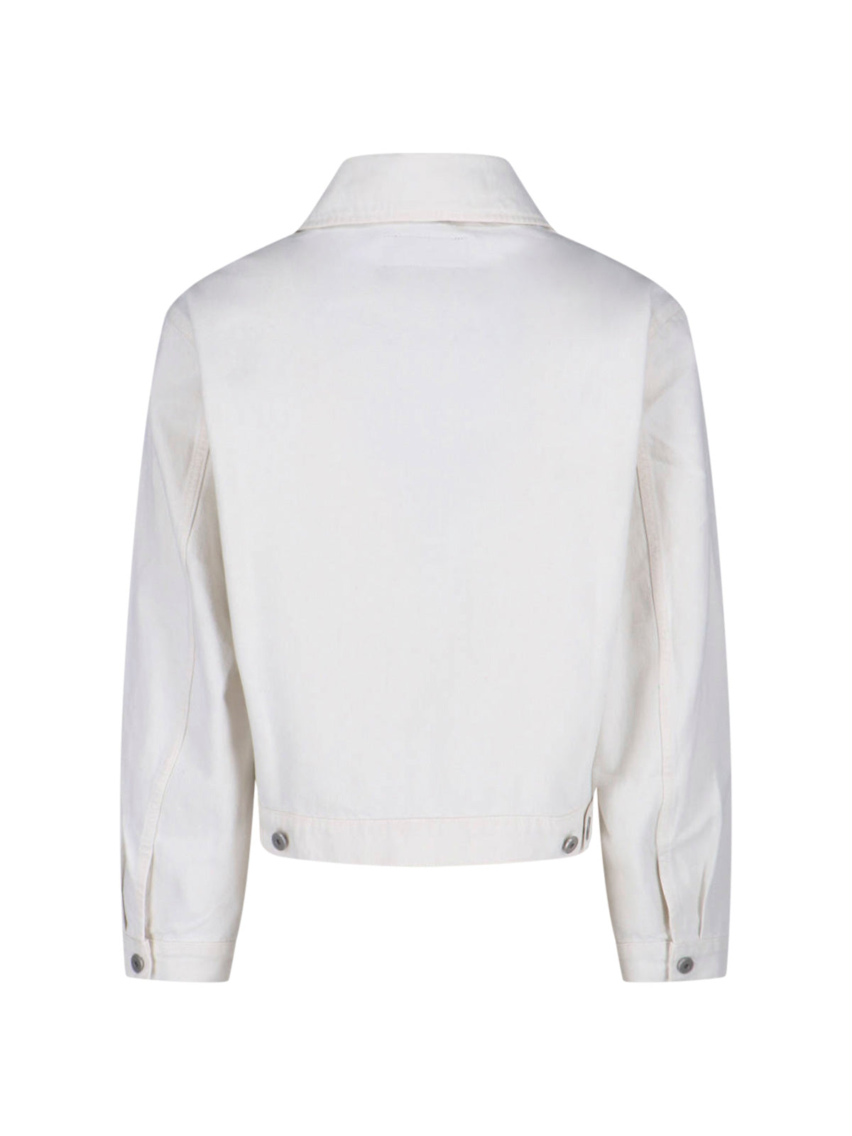 White Cropped Trucker Cotton Jacket