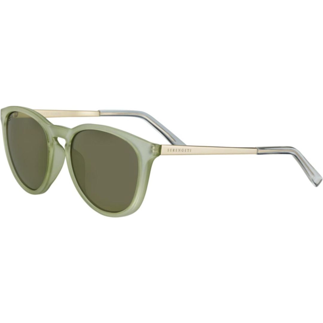 Brawley Rounded Frame Translucent Green Sunglasses with Gold-Tone Accents