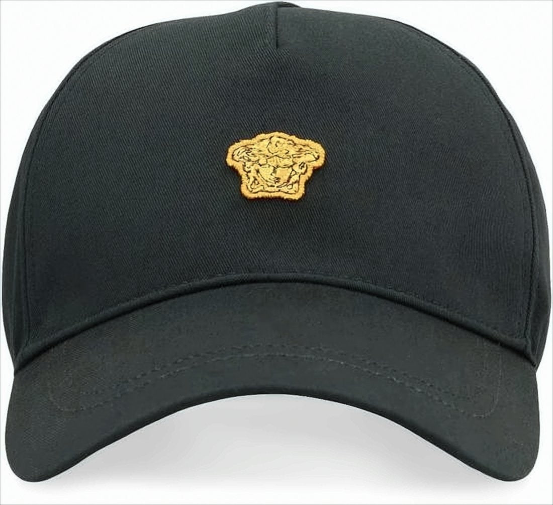 Structured Black Cotton Baseball Cap with Adjustable Strap