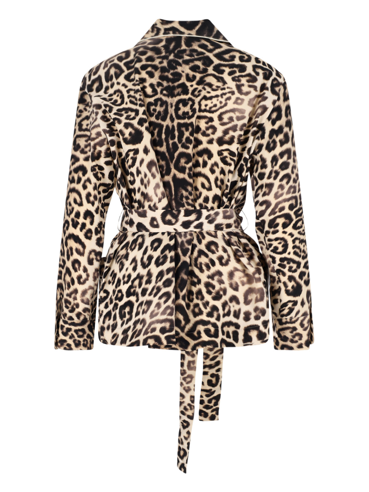 Brown Silk Pajama Shirt, All-Over Animal Print