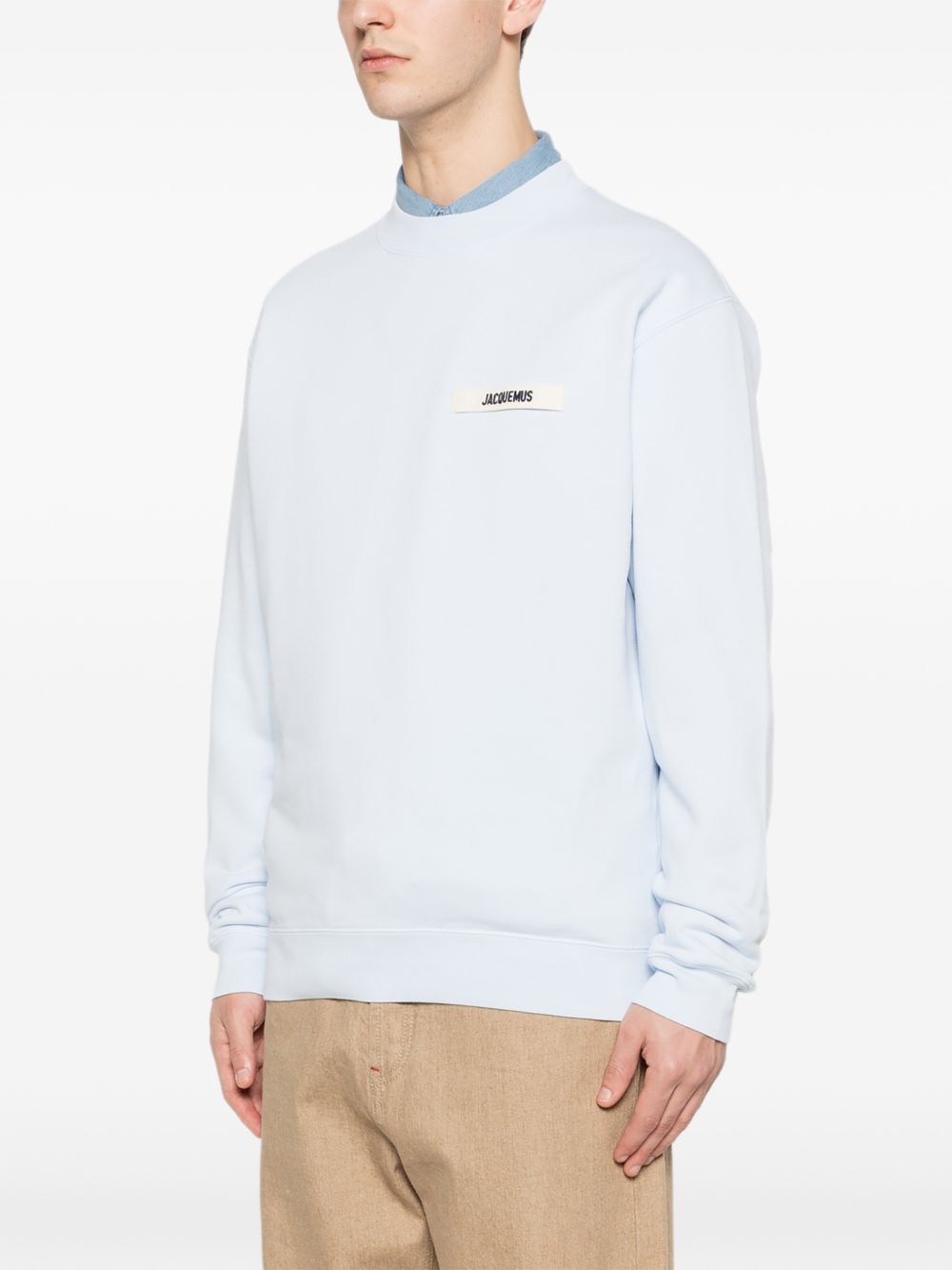 Light Blue Cotton Crew Neck Sweater