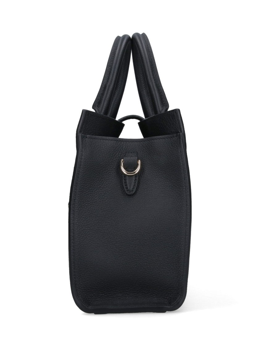 Black Pebbled Leather Medium Tote Bag