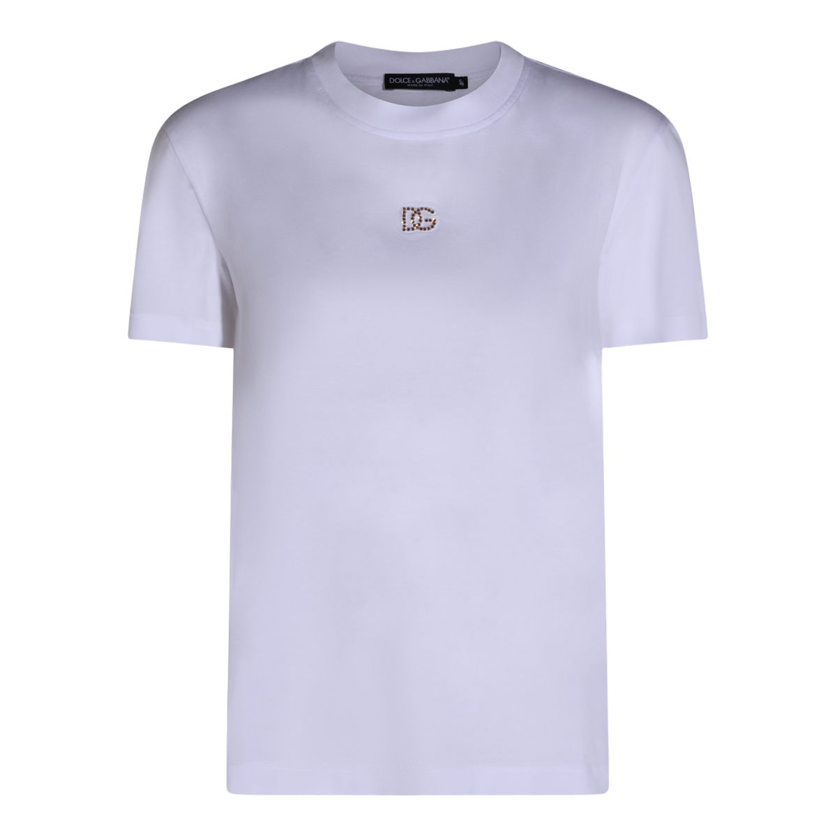White Short-Sleeve T-Shirt with Round Neckline