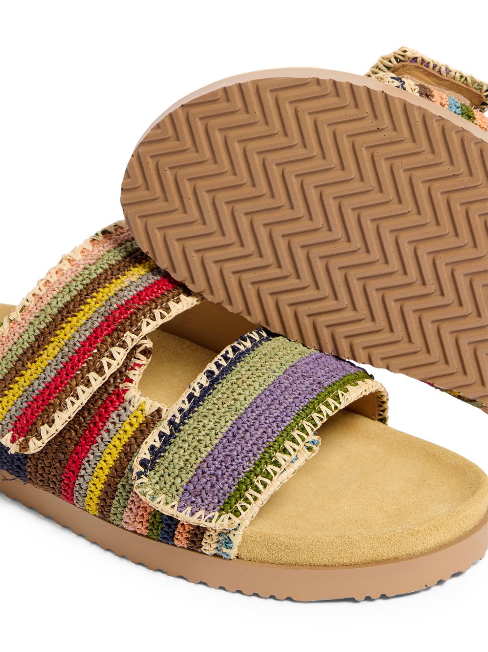 Multicolored Woven Slide Sandals