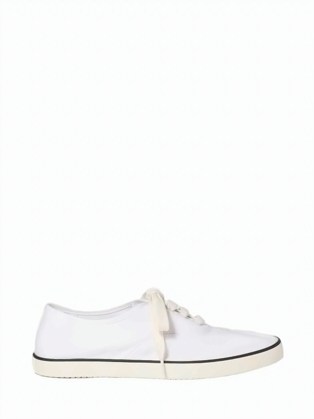 Minimalist White Cotton Sneakers with Slim Rubber Sole