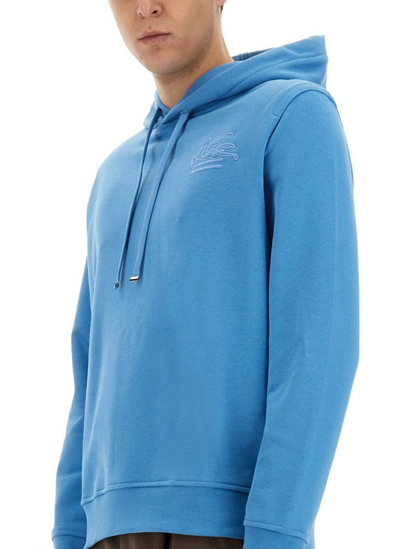 Relaxed-Fit Blue Hoodie With Adjustable Drawstring