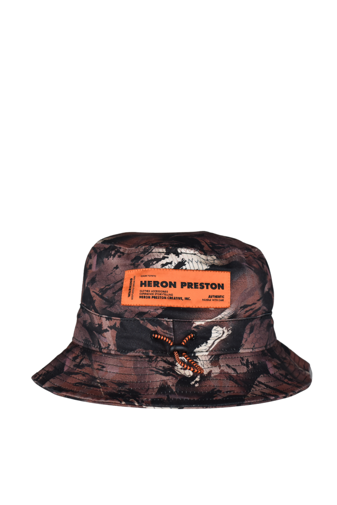 Camouflage Bucket Hat With Contrasting Logo Detail
