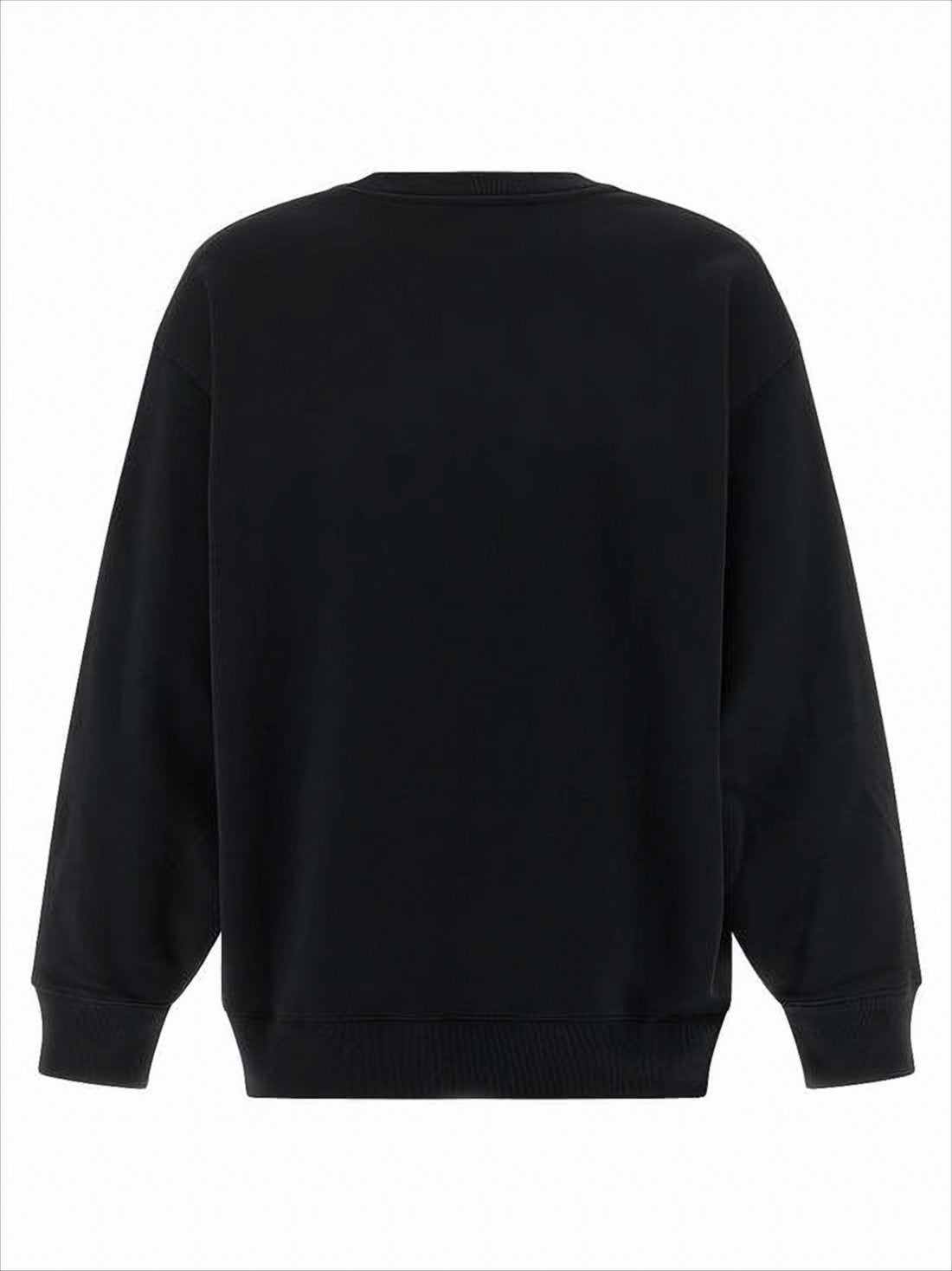 Oversized Black Sweatshirt With Embroidered Fox Logo