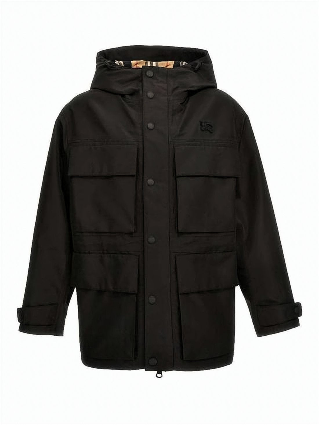 Matte Black Casual Jacket with Hood